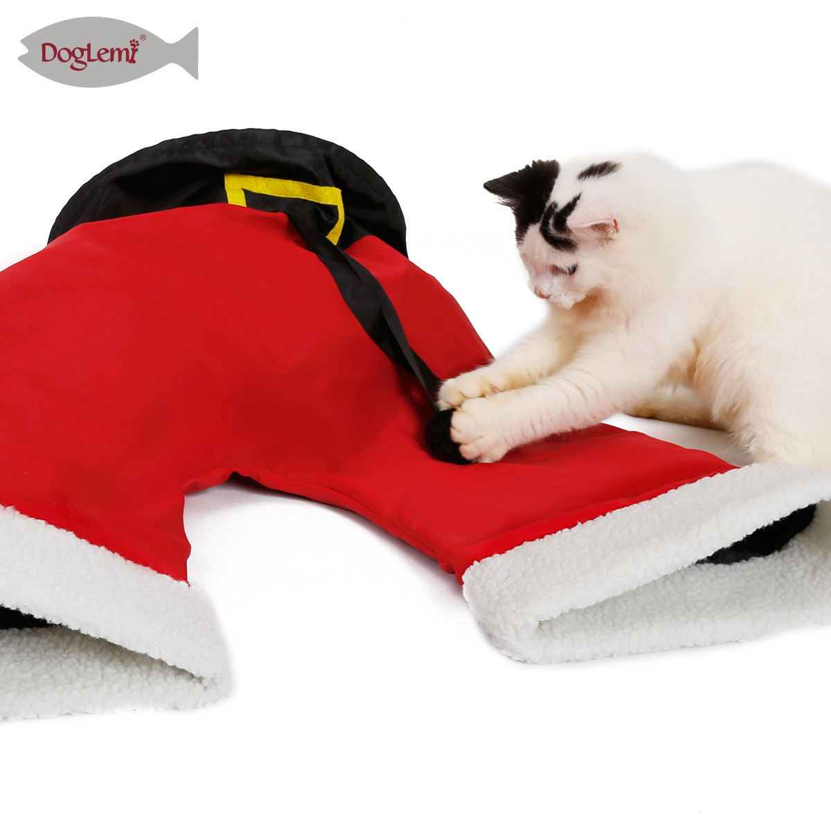 Pet Cat Tunnel Collapsible 3 Way Cat Tunnel Sack Santa Pants Tube Toy