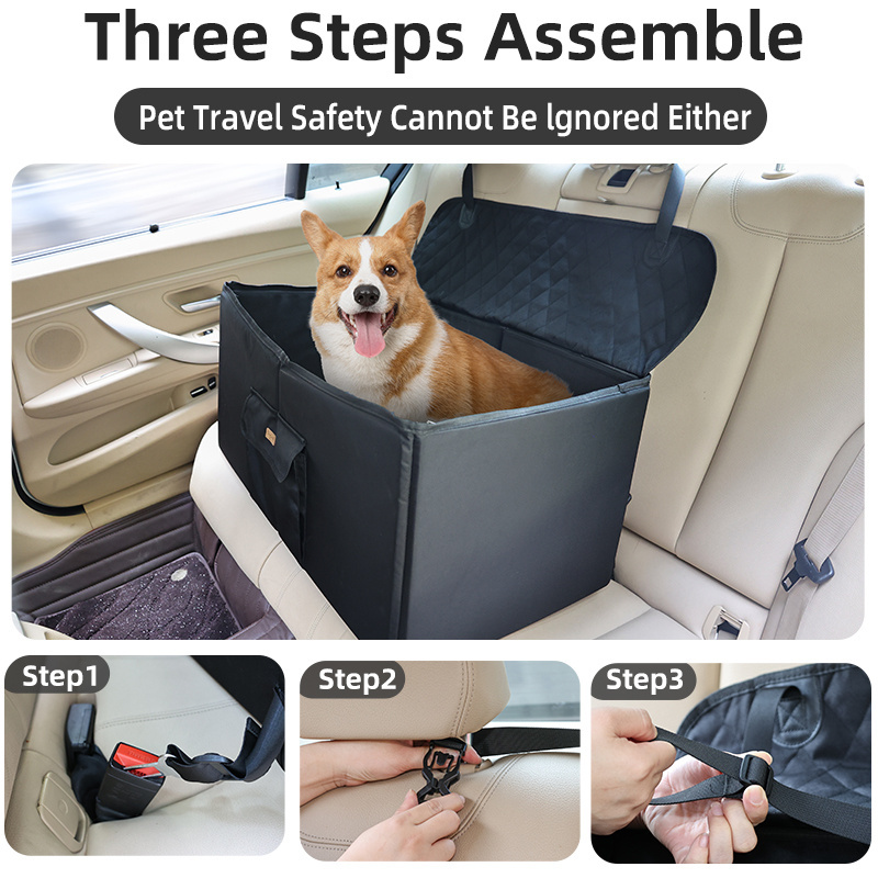 Upgraded Dog Booster Car Seat for 2 Small Medium Large Dogs Pet Travel High Dog Car Seat Bed