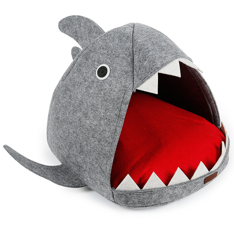 Doglemi Shark Pet House Cat Bed Multi Color Felt Cat Cave Bed