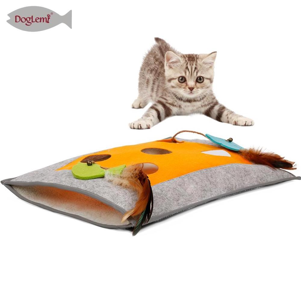 Felt Cat Fun Mat Pet Cat Playing Rustling Sack Tunnel Toys