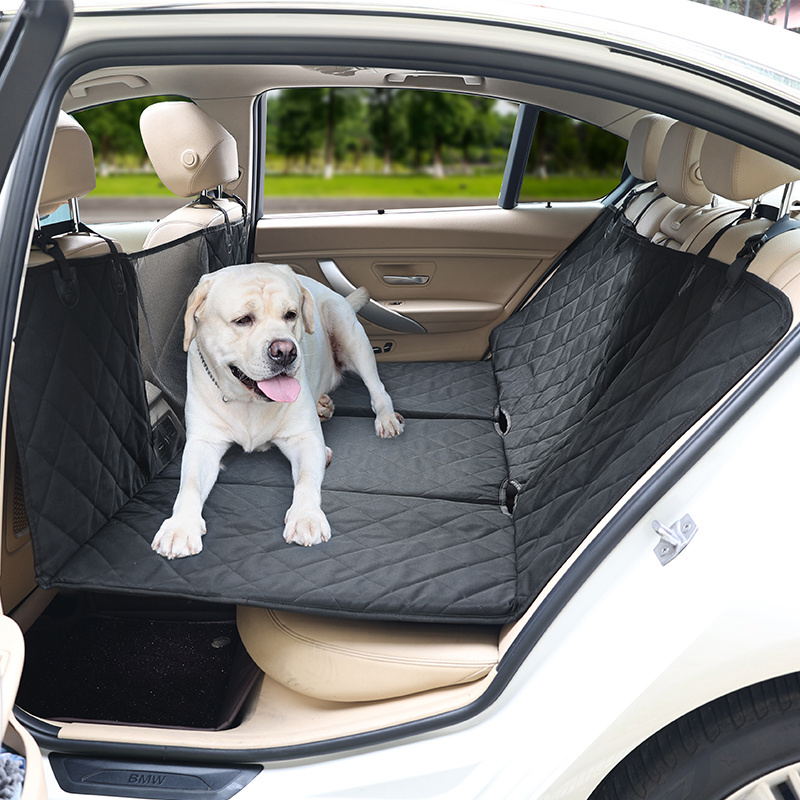 Dog Car Seat Cover with Hard Bottom, Foldable Car Back Seat Extender for Dogs, Dog Hammock for SUV Truck