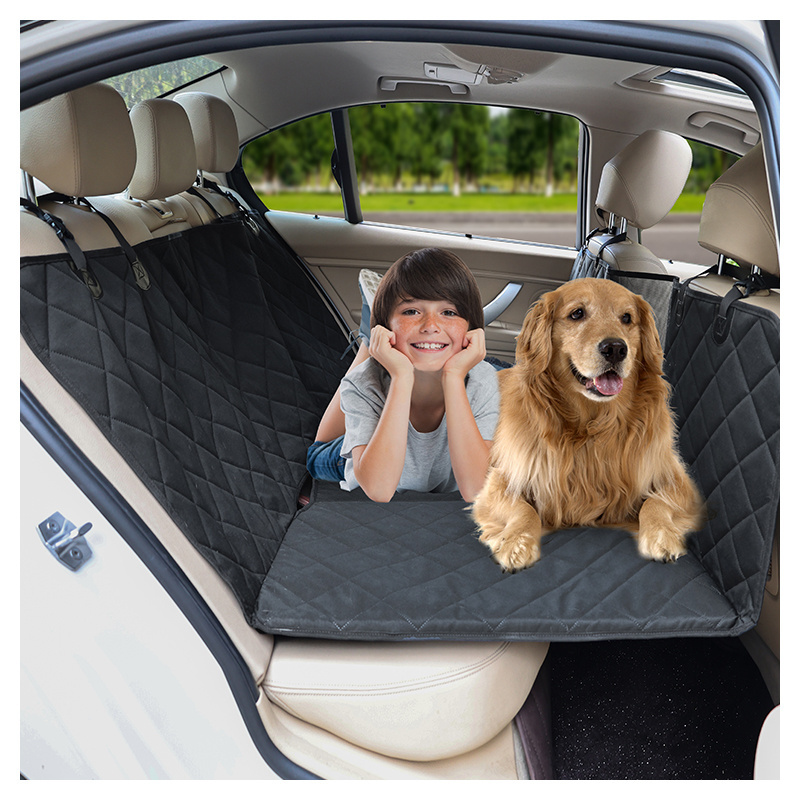 Dog Car Seat Cover with Hard Bottom, Foldable Car Back Seat Extender for Dogs, Dog Hammock for SUV Truck