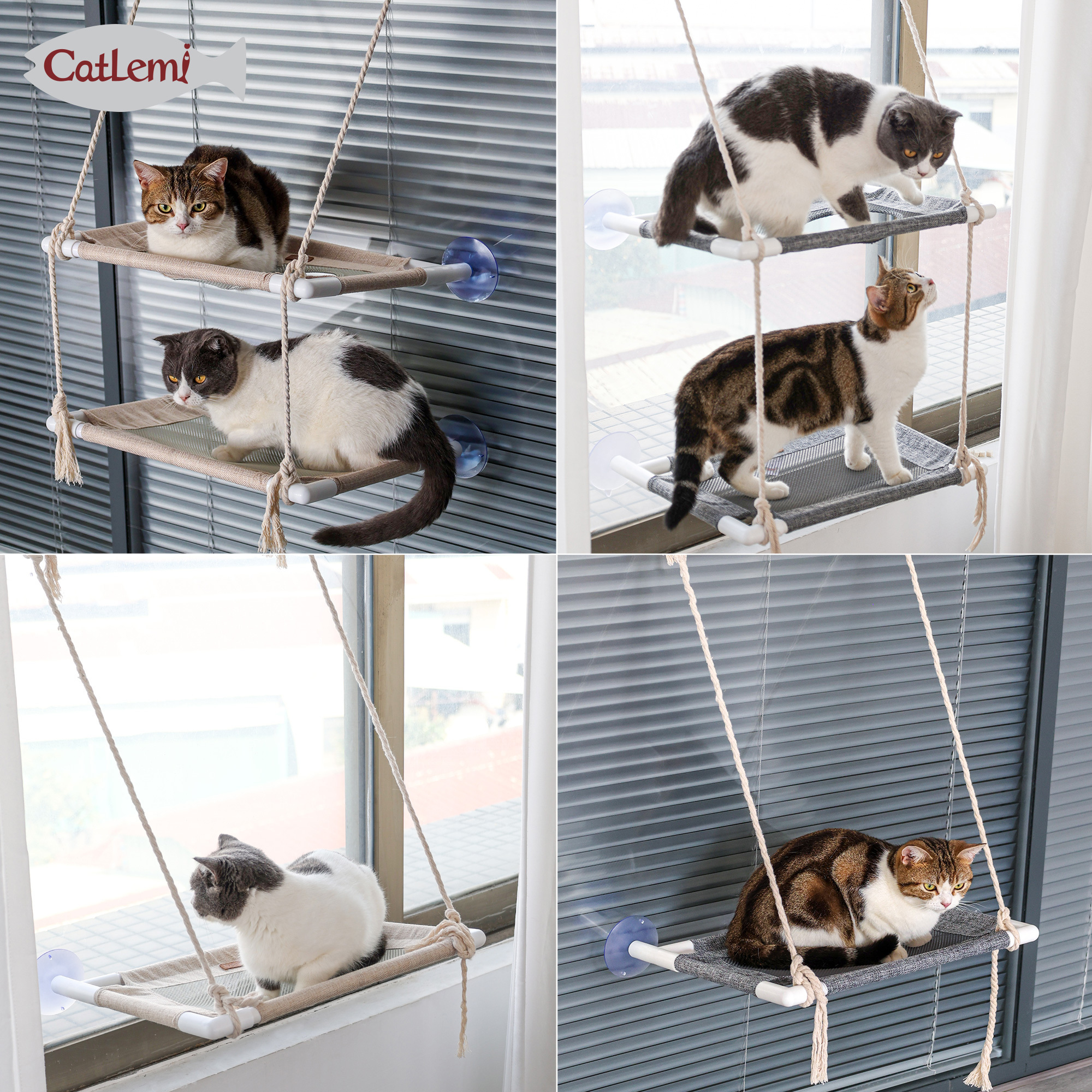 Breathable Strong suction cups cat window hammock wall ,Foldable stable durable cat bed window