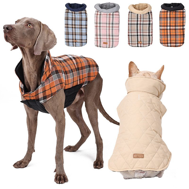 Hot Sell Quilted Reversible Wear Warm Thickened Lightweight Dog Coats And Puffer Jackets for Cold Winter