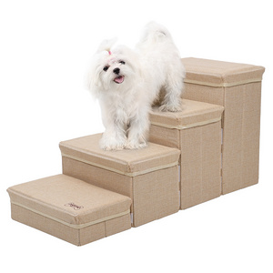 New Arrival Folding Dog Ramp with Storage Foldable Ramp for Cars and Bed 4 Stairs Pet Steps