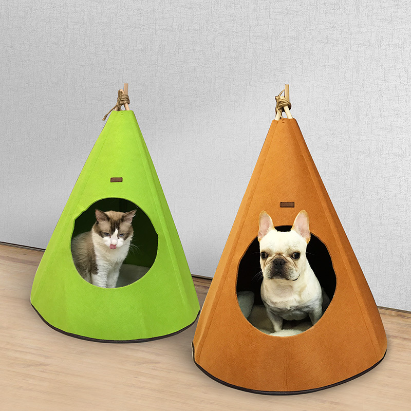 Nature Felt Dog Cat Cave Bed New Design Tent For Pet Fun Camp Tent