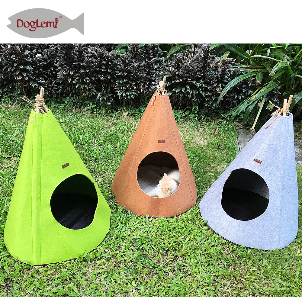 Nature Felt Dog Cat Cave Bed New Design Tent For Pet Fun Camp Tent