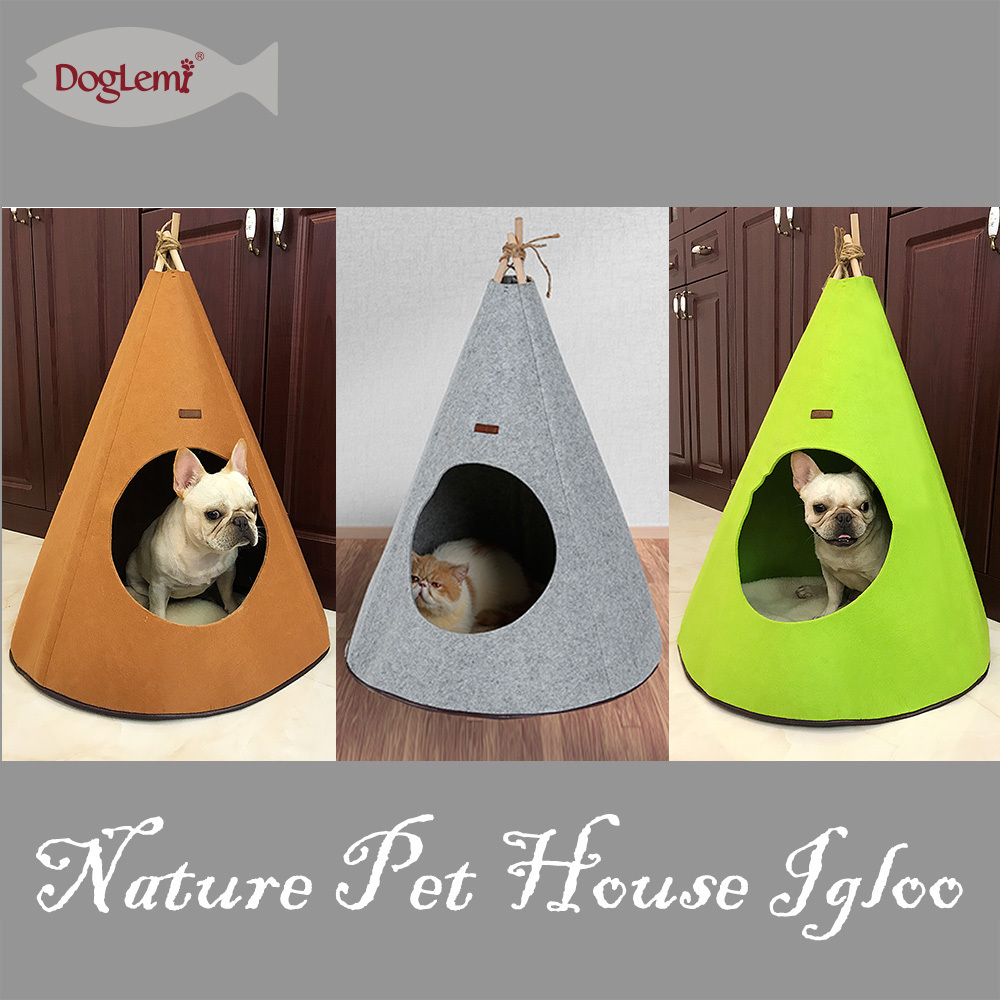 Nature Felt Dog Cat Cave Bed New Design Tent For Pet Fun Camp Tent