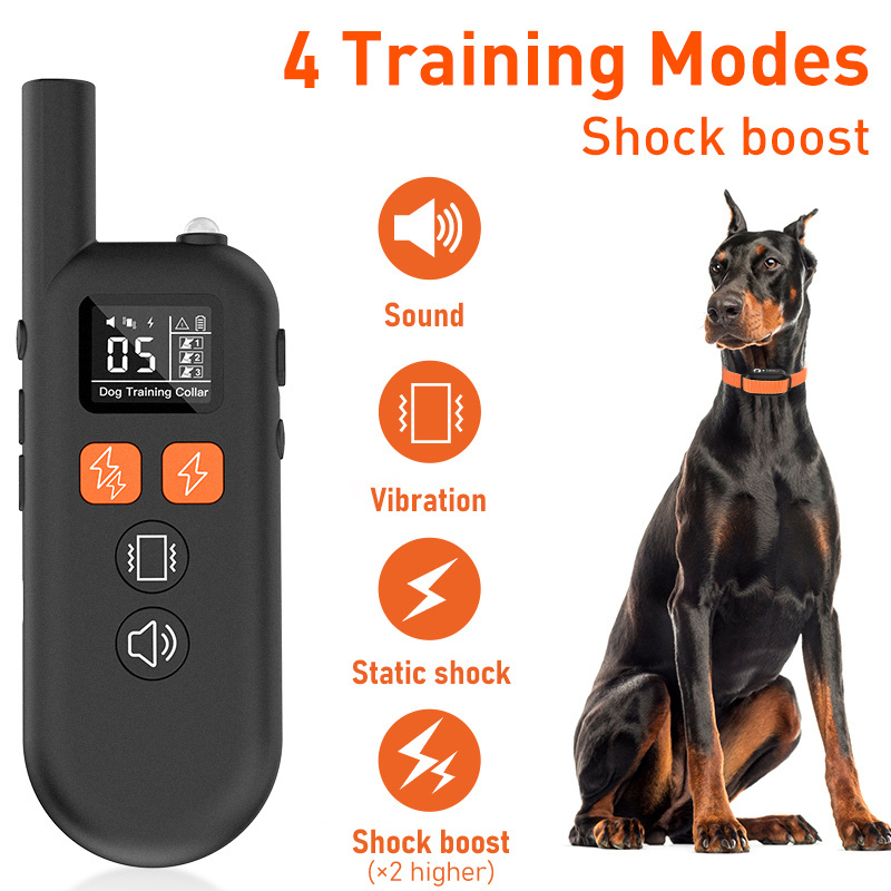 1000ft Range Vibration Beep Harmless Safe  No Pull Training Dog Collar Humane Dog Shock Collar With 4 Training Modes