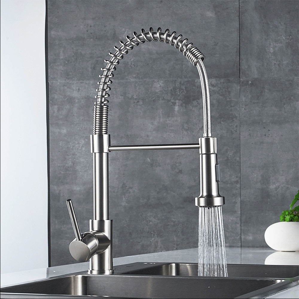 Pull Out 304 Stainless Steel Taps Sink Water Mixer telescopic pull down Kitchen Faucets head