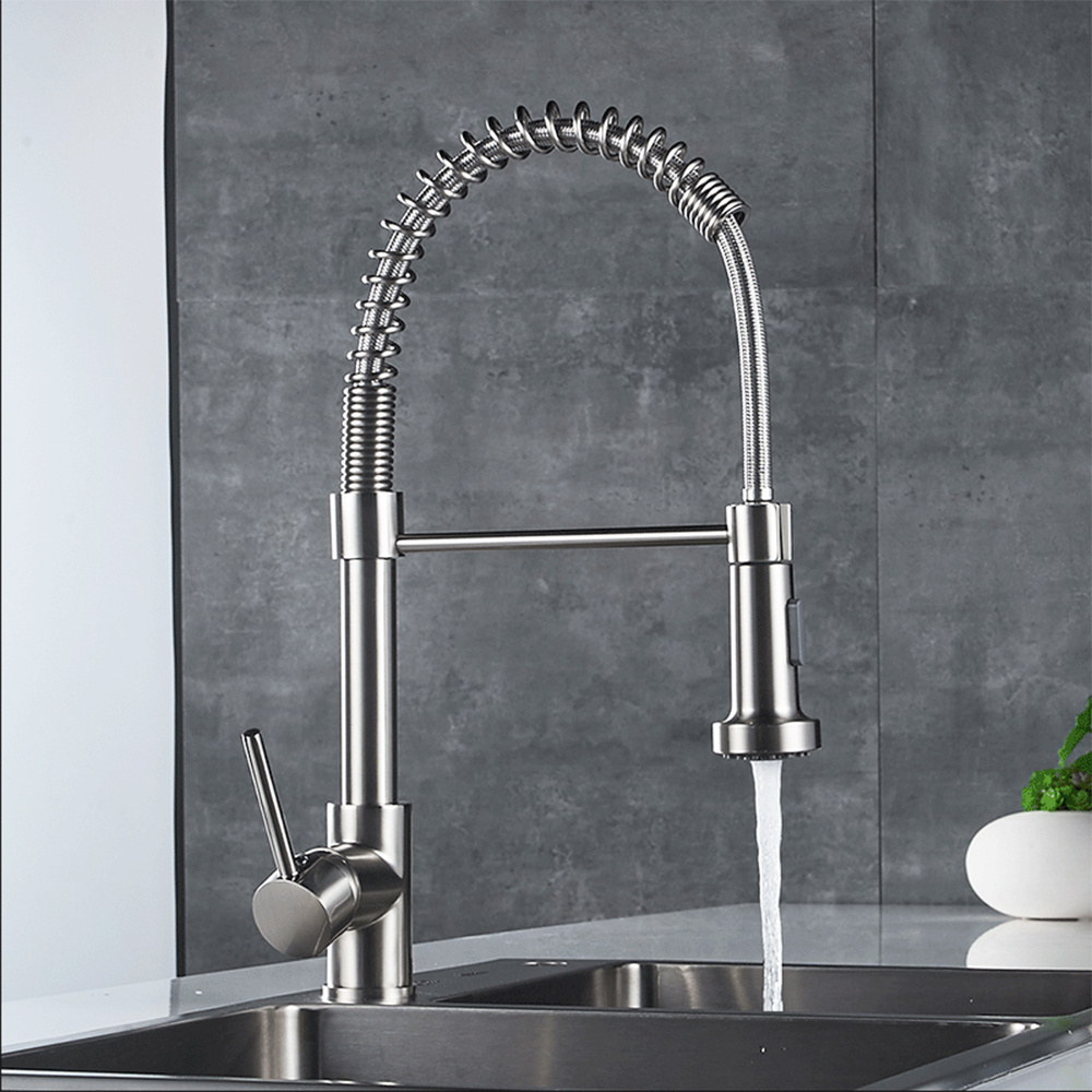 Pull Out 304 Stainless Steel Taps Sink Water Mixer telescopic pull down Kitchen Faucets head