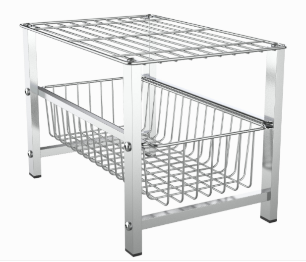 Sliding Wire Basket Stackable Under Sink Cabinet Folding Drawer Basket Pull out Sliding Basket Organizer Drawer