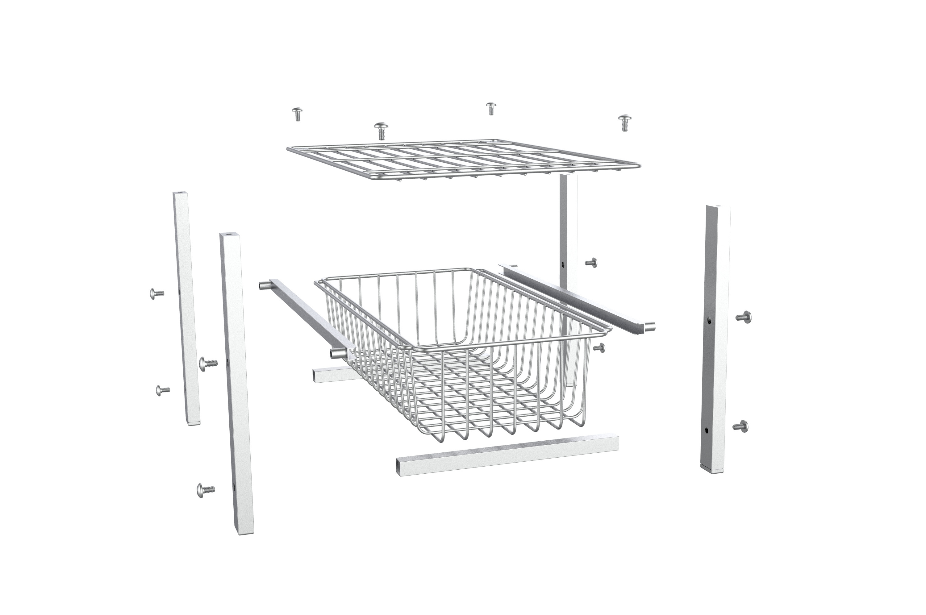 Sliding Wire Basket Stackable Under Sink Cabinet Folding Drawer Basket Pull out Sliding Basket Organizer Drawer