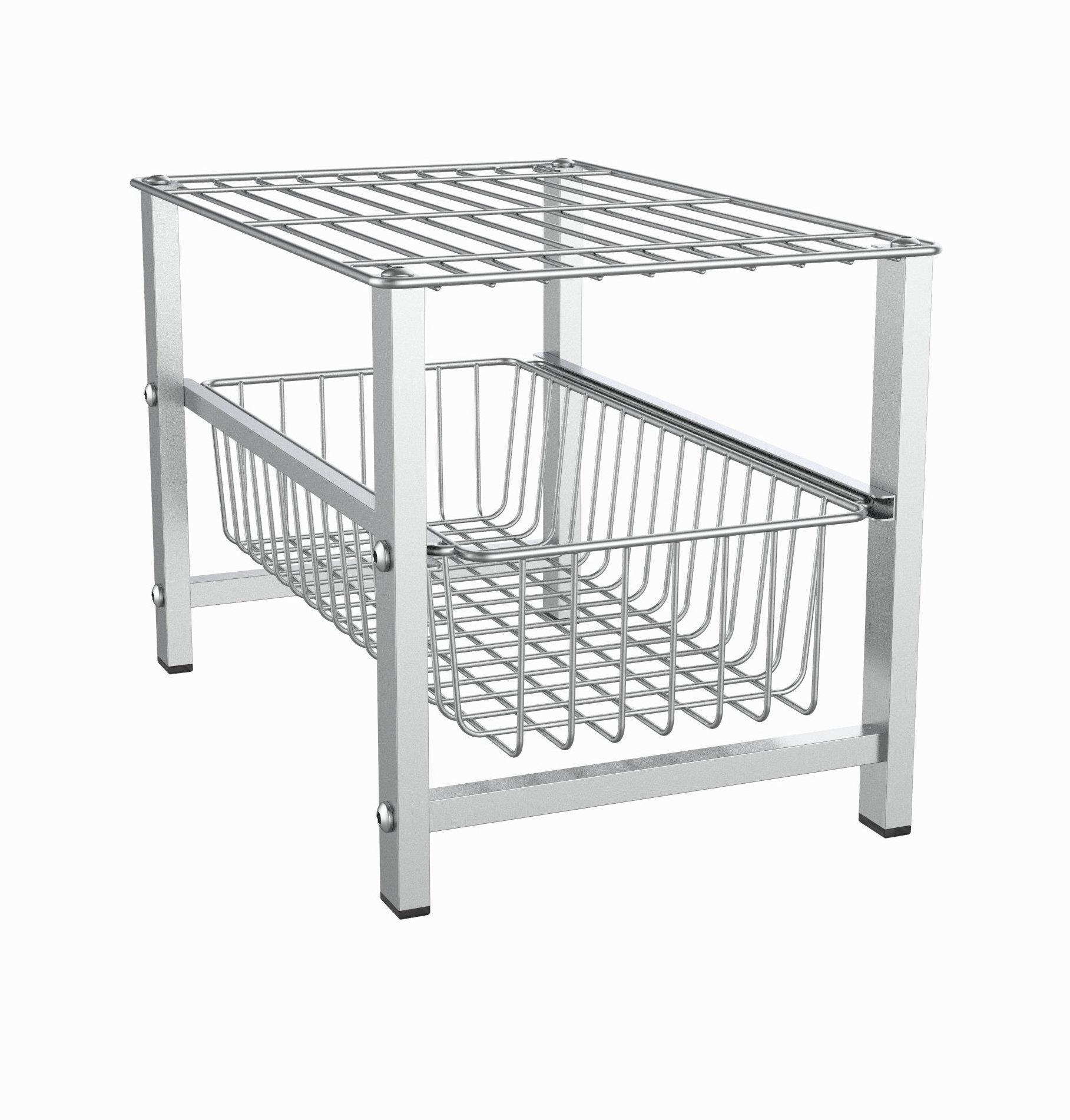 Sliding Wire Basket Stackable Under Sink Cabinet Folding Drawer Basket Pull out Sliding Basket Organizer Drawer