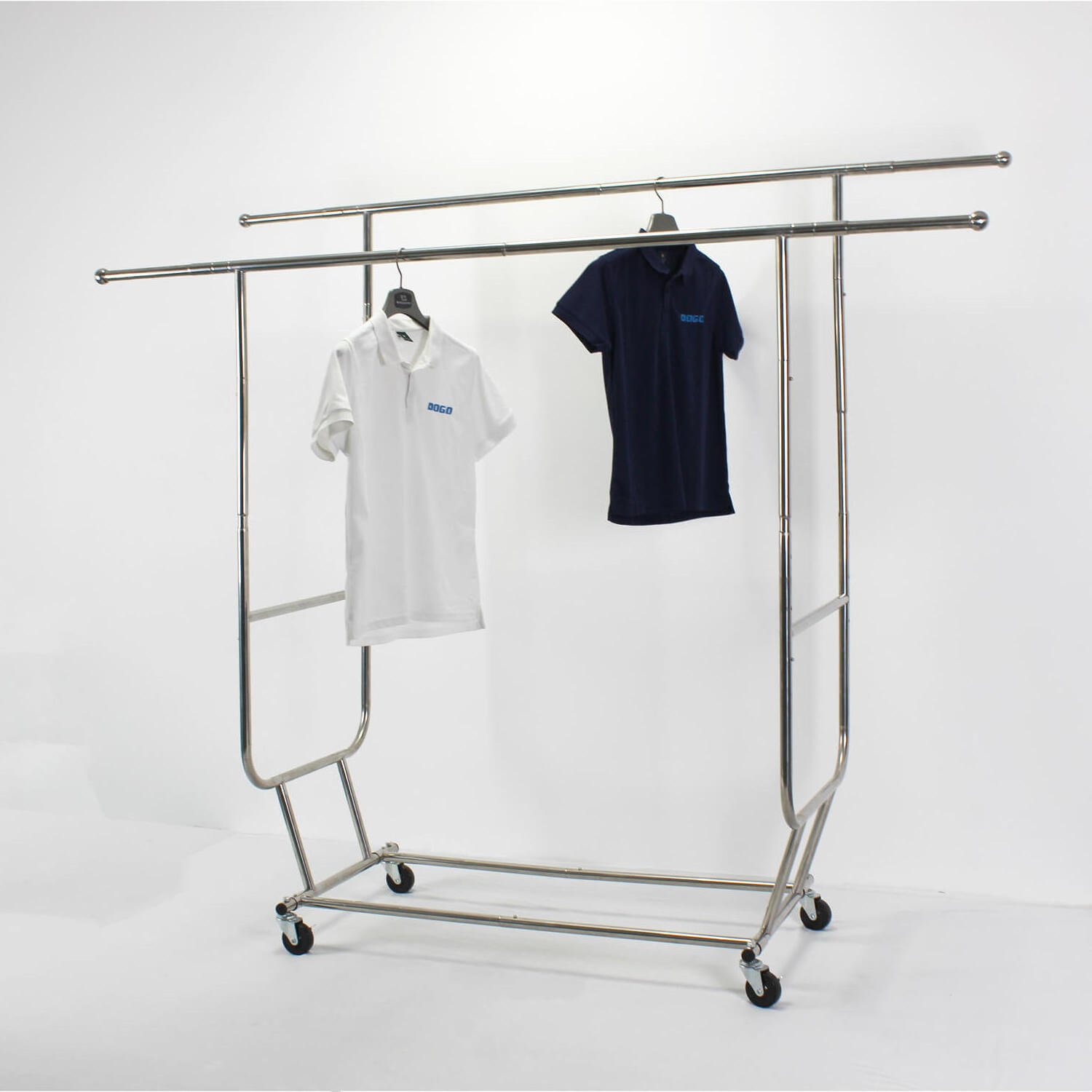 Heavy Duty Double Rod Adjustable Rolling Garment Rack Rolling Garment Rack Collapsible Coat Rack