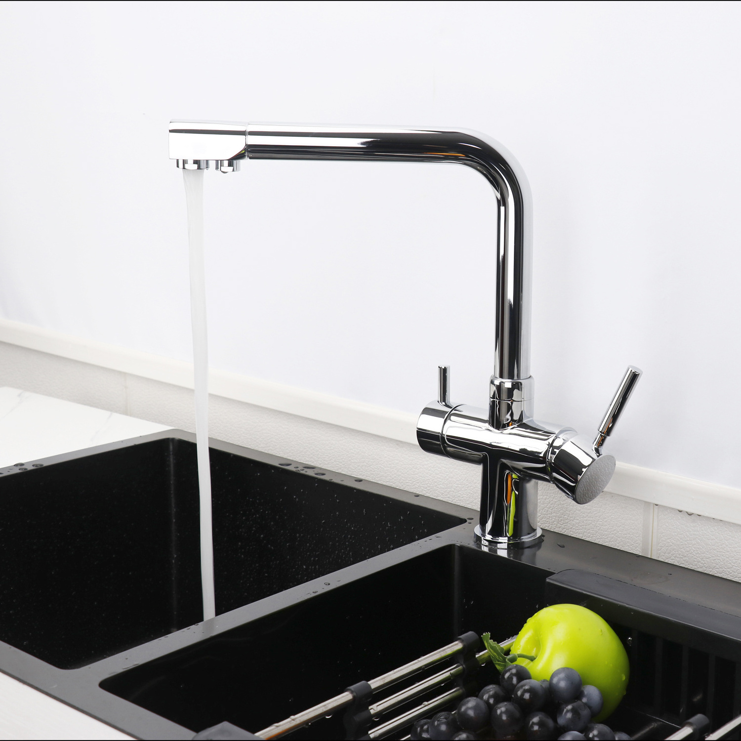 DOGO Chrome 4 Way Kitchen faucet 4 in 1 Brass Tap Hot and Cold Water Tap Kitchen Sink 4 Way Mixer tap