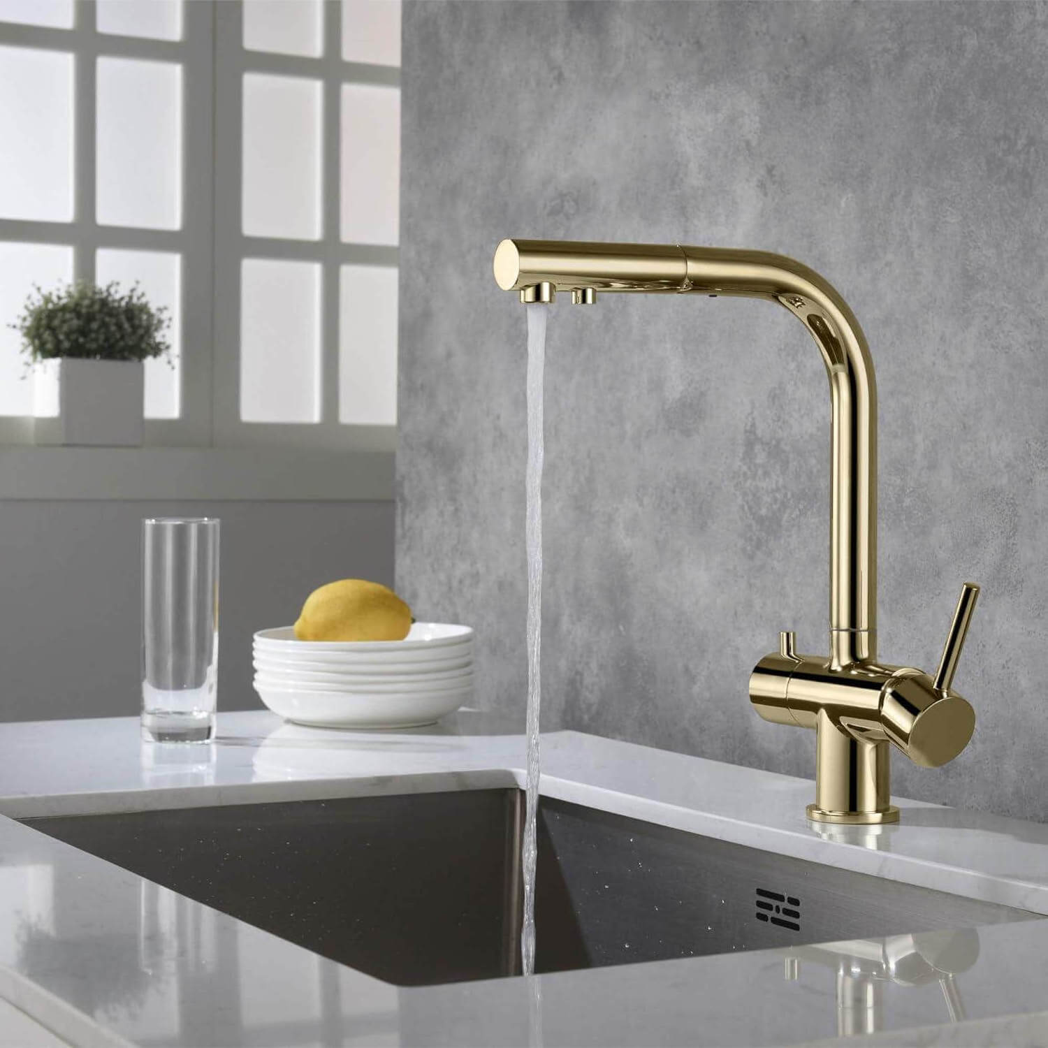 Anti-Brass Kitchen Faucet with Pull Down Sprayer and Deck Plate Laundry Utility Room RV Pull Out Modern 3 way Tap