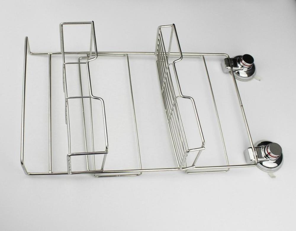 2 Tier Bathroom Shelves Home Kitchen Bathroom Shower Storage Shelf Caddy Basket Rack Wall Mounted Bath Shelve