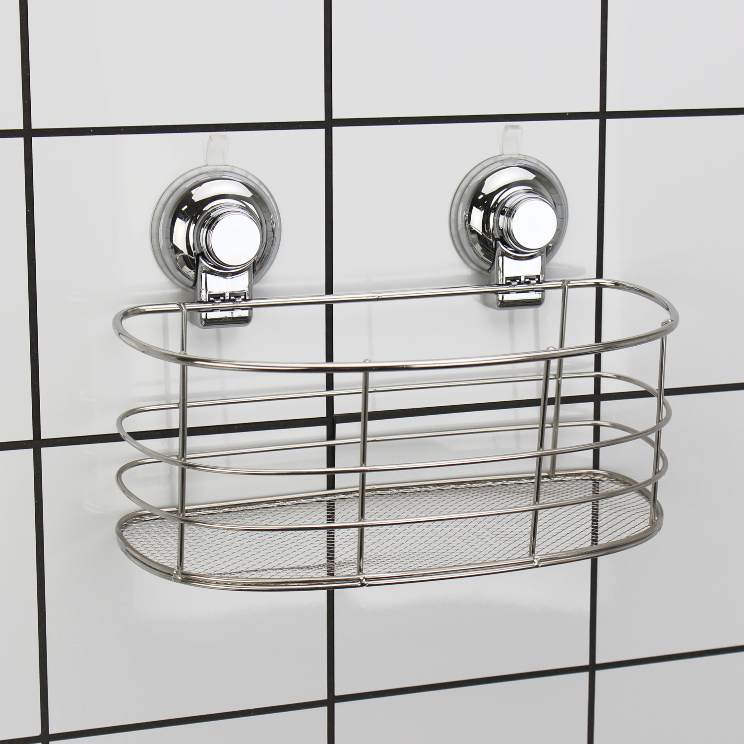 SS304 Stainless Steel Shampoo Holder for Hanging Bathroom Suction No Drill Wall Mounted Shower Caddy Shower Organizer