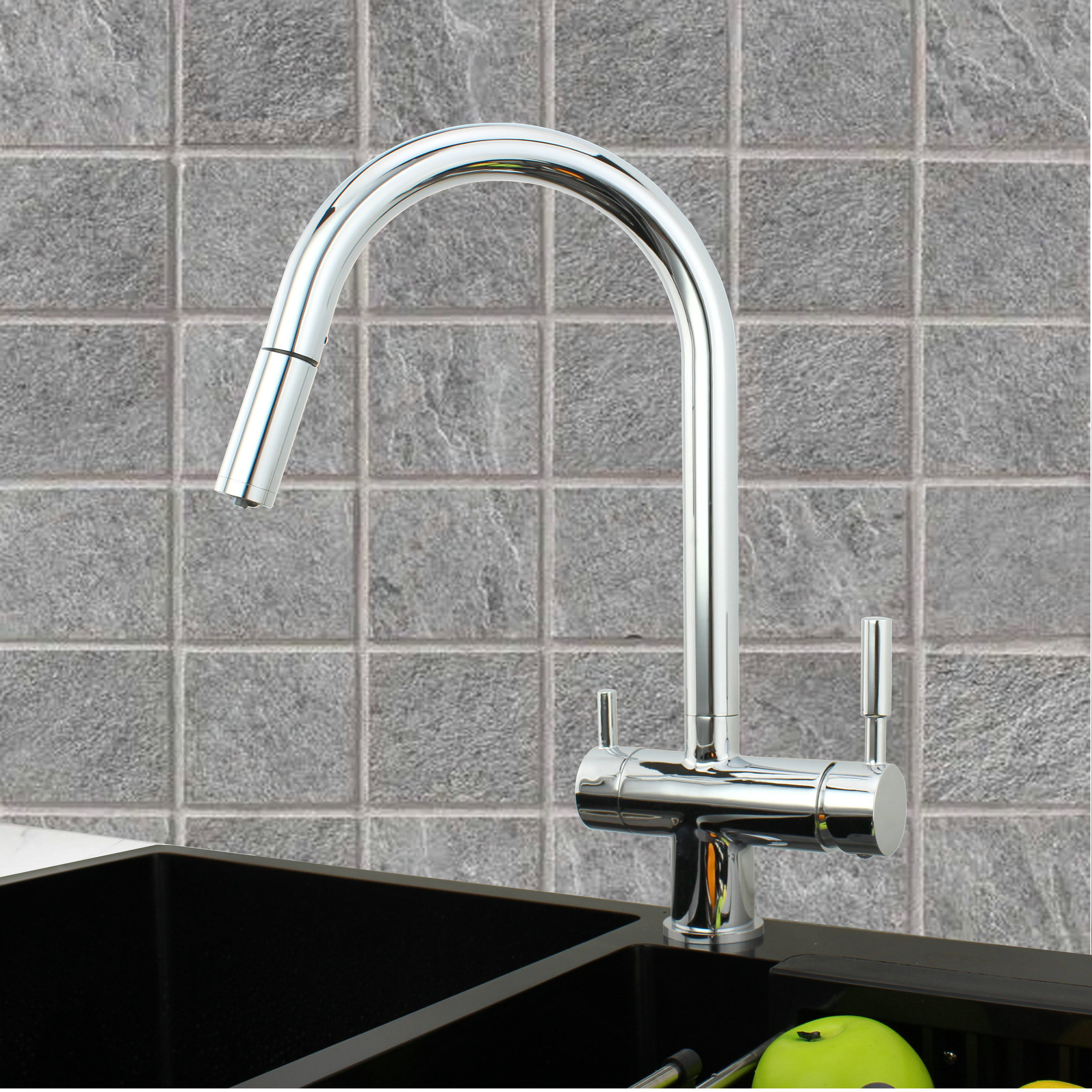 New Arrival Pull Out 3 Way Kitchen Faucet with Hand Shower Tap Water Purifier 3 Way Kitchen Filter Tap