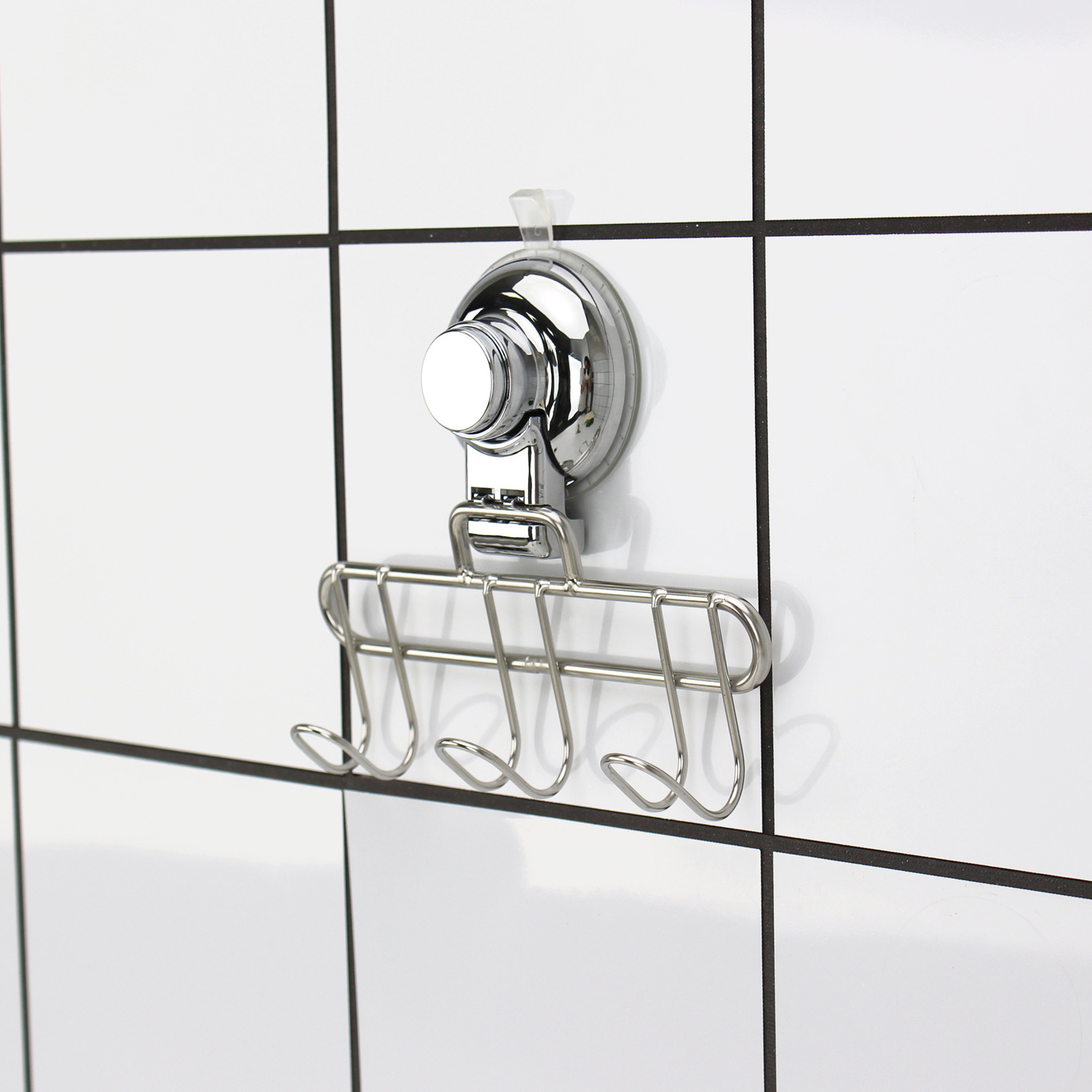 Bathroom Suction Cup Hangers Hooks with RED Alarm Kitchen Towel Hooks Chrome Vacuum Vuction Robe Hooks