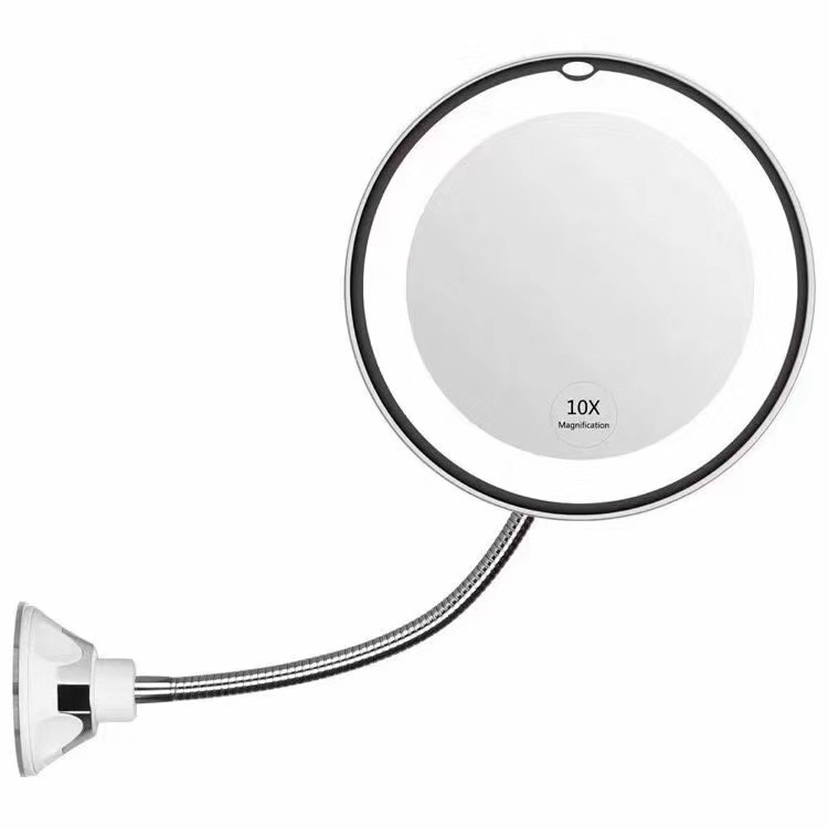 360 Swivel 10x Magnifying Bright LED Lighted Makeup Mirror Adjustable Flexible Bendable Gooseneck Wall Mounted Bathroom Mirror