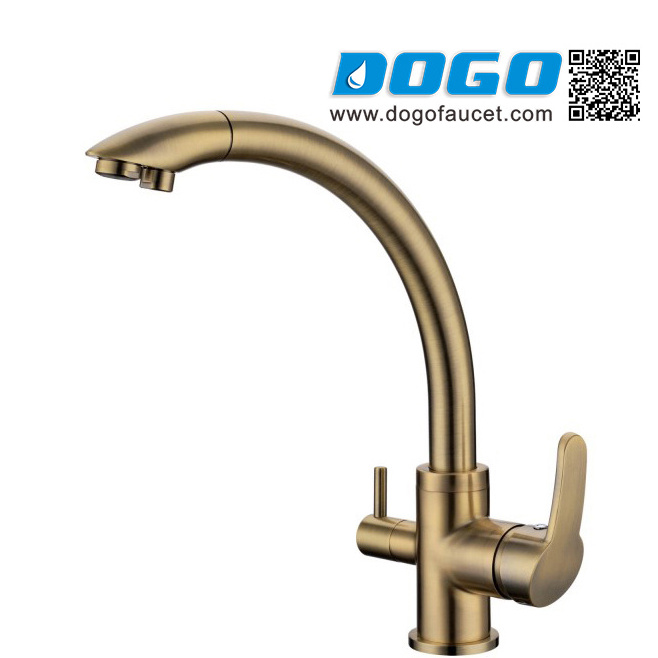 DOGO DG-B3304-BR Creamic valve pure water 3 way kitchen faucet copper bronze sink faucet