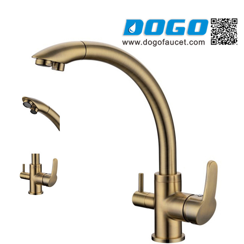 DOGO DG-B3304-BR Creamic valve pure water 3 way kitchen faucet copper bronze sink faucet