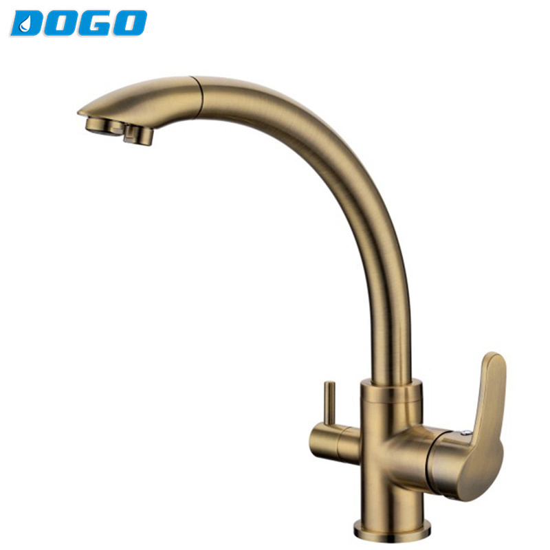 DOGO DG-B3304-BR Creamic valve pure water 3 way kitchen faucet copper bronze sink faucet