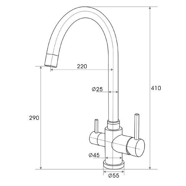 DOGO Matte black 3 way kitchen sink faucets with pure water flow filter taps