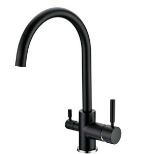 DOGO Matte black 3 way kitchen sink faucets with pure water flow filter taps