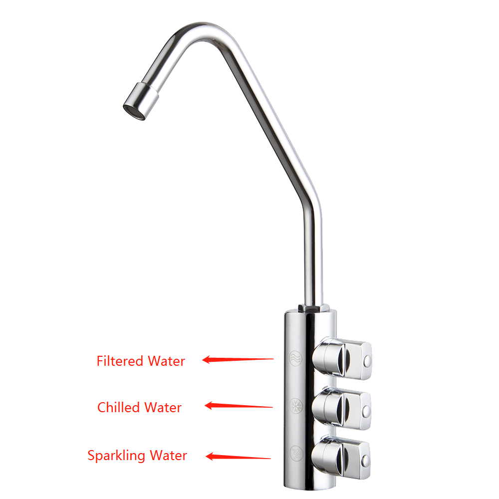 Europe Hot Selling 3 Way Soda Water Tap Flow Reverse Osmosis Kitchen Faucet Cold Sparkling Chiller Three Way Soda Water Faucet