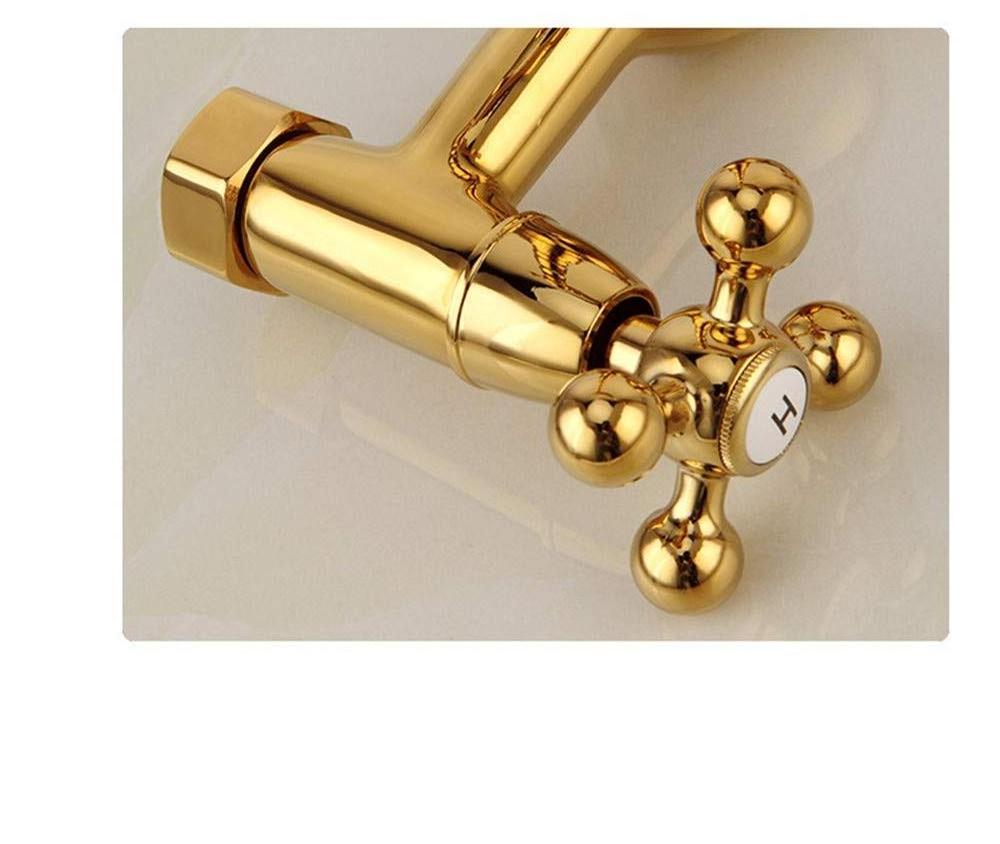 Bathroom Brass n Wall Faucet Gold Basin Shower hot and Cold Water Mixer Tap Kitchen Faucet