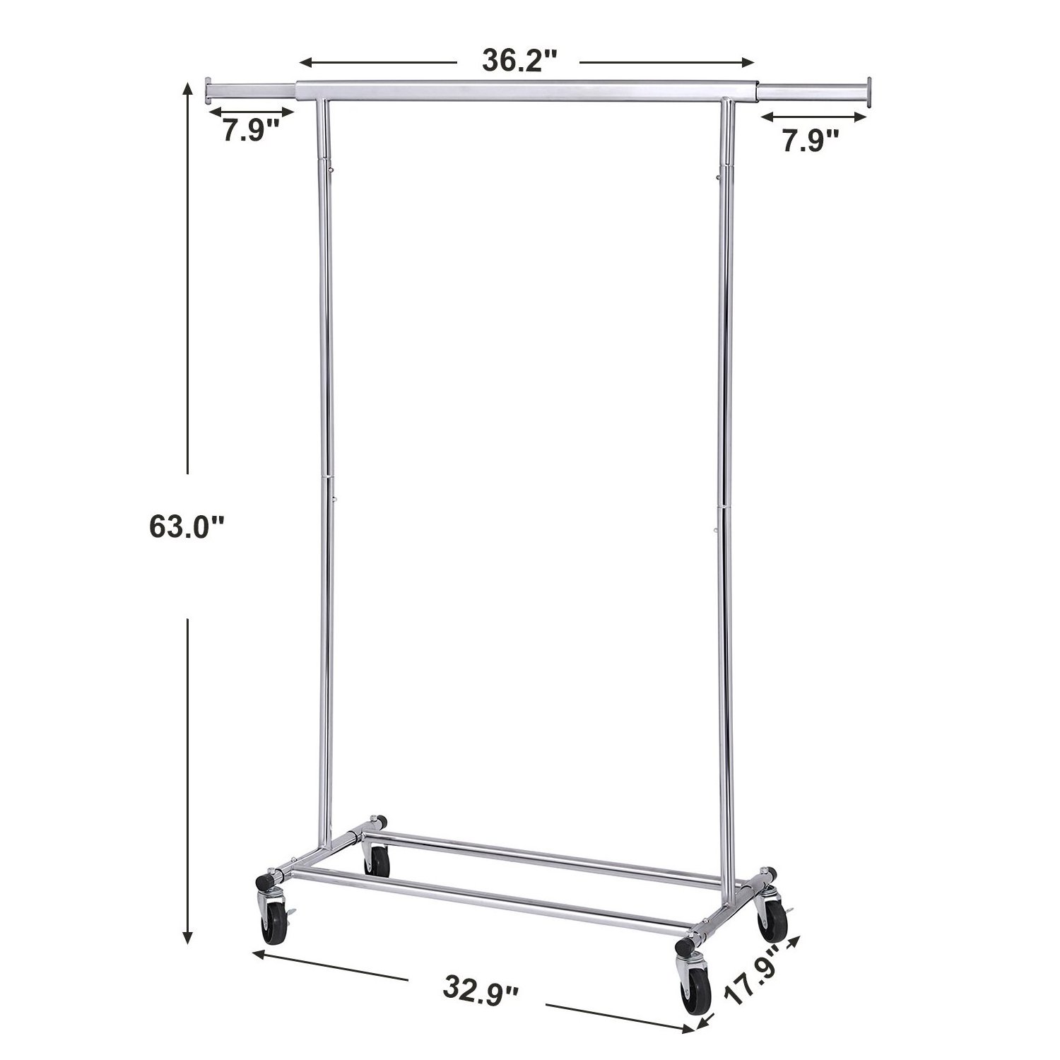 Folding Stainless steel Clothes Rail Rack,  Heavy Duty Storage Organizer on Wheels with Adjustable Clothes Rack