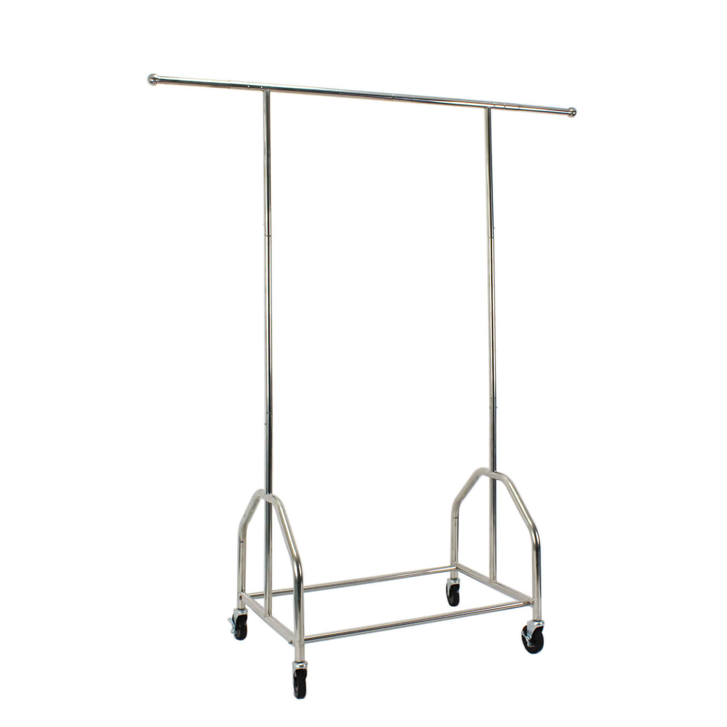 Heavy Duty Collapsible Simple Double Rail Clothes Garment Rack and with Wheels Clothing Rolling Rack