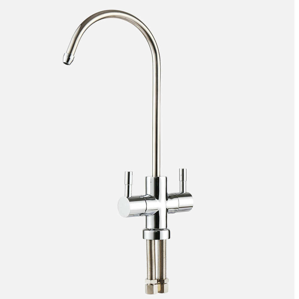 Factory Direct Supply Double Handle 2 Way RO Water Tap Solid Brass Kitchen Faucet Filter Water Faucet