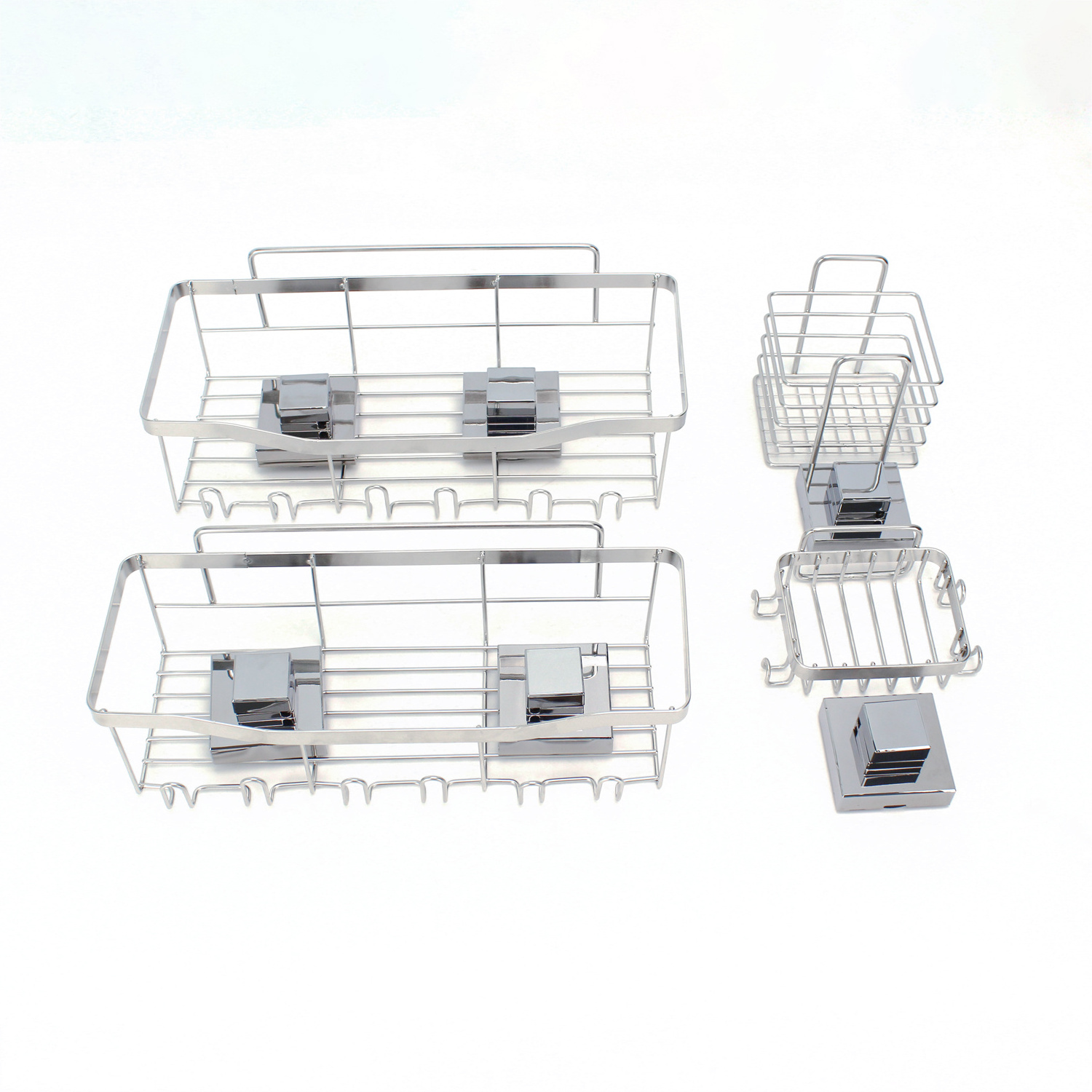 Stainless Steel Corner Shower Caddy 4-Pack Adhesive Shower Caddy with Soap Holder Chrome Bathroom Shower Caddy