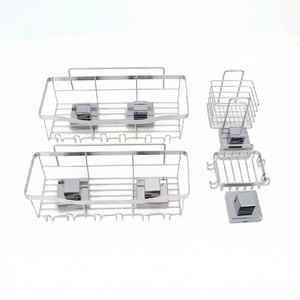 Stainless Steel Corner Shower Caddy 4-Pack Adhesive Shower Caddy with Soap Holder Chrome Bathroom Shower Caddy