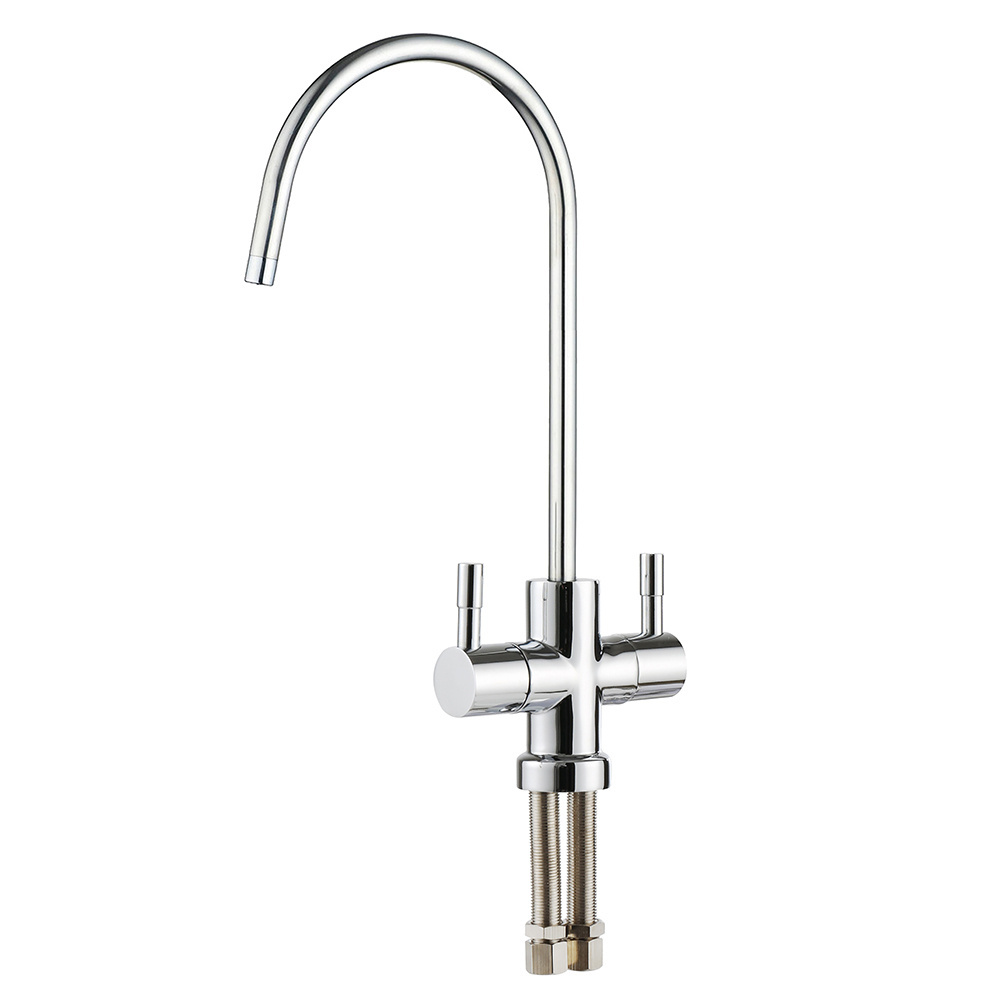 Factory Direct Supply Double Handle 2 Way RO Water Tap Solid Brass Kitchen Faucet Filter Water Faucet