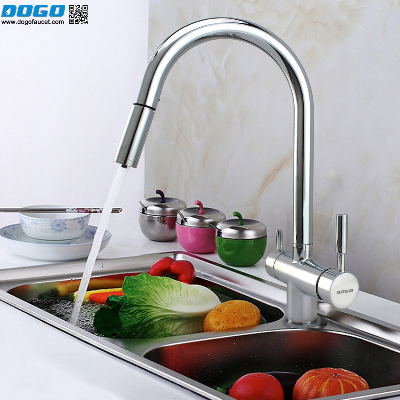 New Arrival Pull Out 3 Way Kitchen Faucet with Hand Shower Tap Water Purifier 3 Way Kitchen Filter Tap