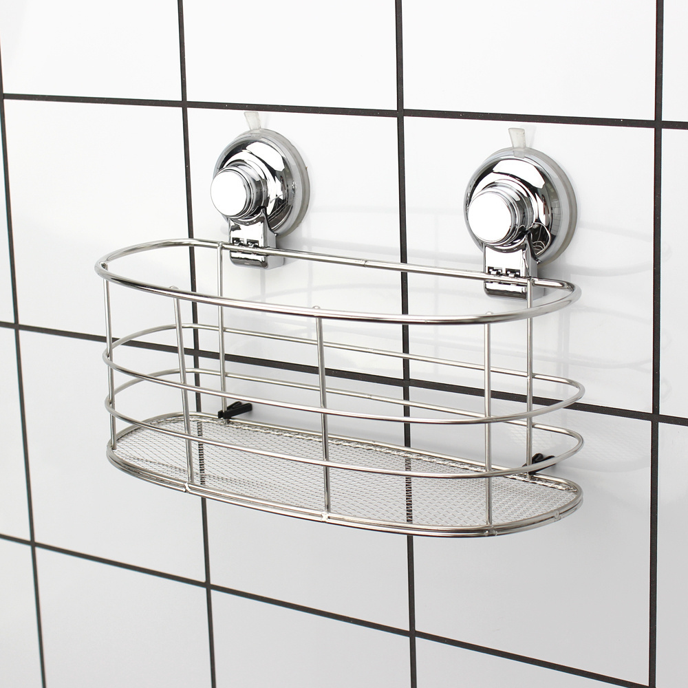 SS304 Stainless Steel Shampoo Holder for Hanging Bathroom Suction No Drill Wall Mounted Shower Caddy Shower Organizer