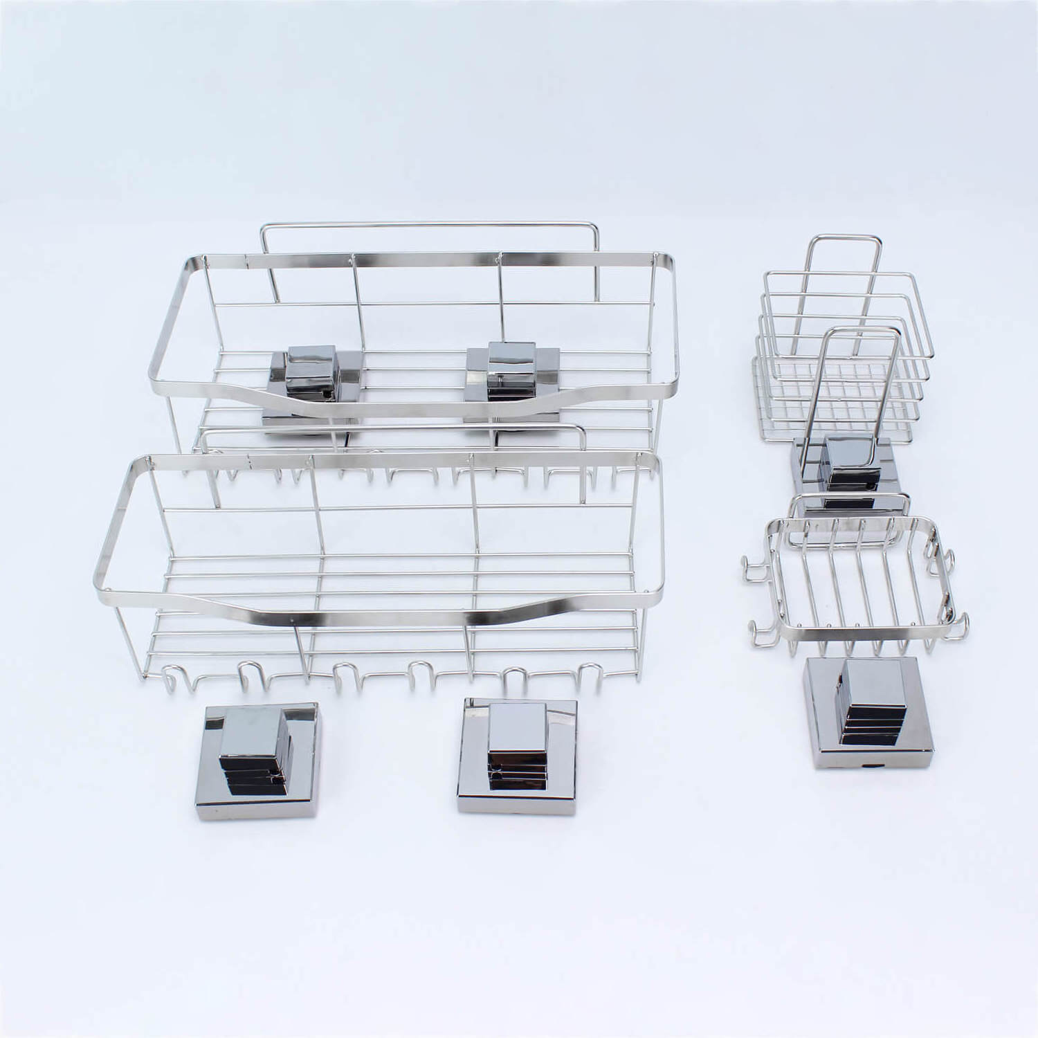 Stainless Steel Corner Shower Caddy 4-Pack Adhesive Shower Caddy with Soap Holder Chrome Bathroom Shower Caddy