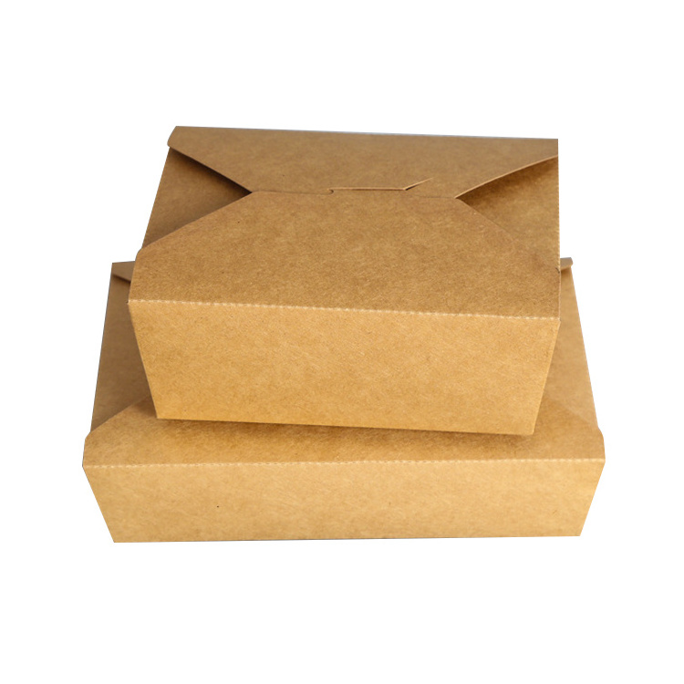 Disposable Kraft Paper Lunch Box Light Salad Fried Chicken Barbecue Bento Greaseproof Fast Food Carton Packaging Takeaway Box