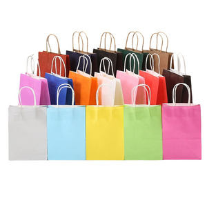 Candy Color Paper Tote Bag Pure Solid Color Snack Gift Tote Packaging Bag