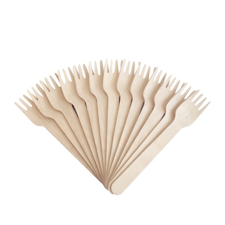 Factory Wholesale Disposable Wooden Forks Biodegradable Fork With Custom Design