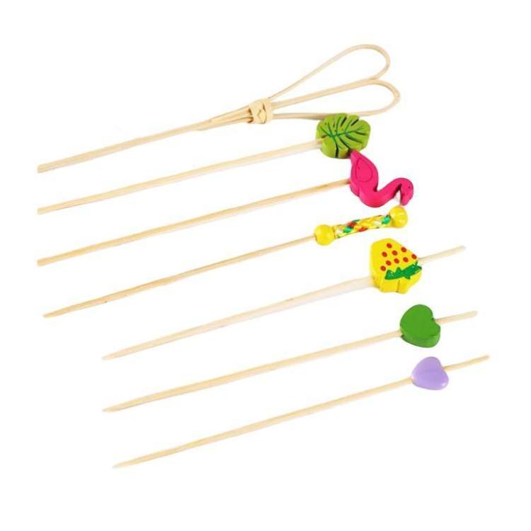 Disposable Hamburger Pick Design Burger Logo Bamboo Stick Food Label Fruit Picks Skewer For Decoration