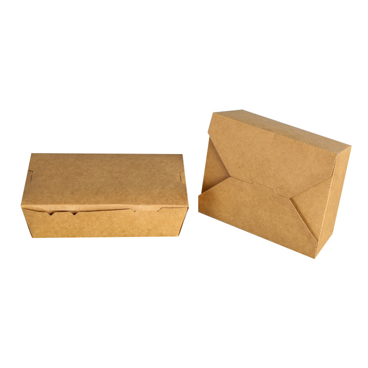 Disposable Kraft Paper Lunch Box Light Salad Fried Chicken Barbecue Bento Greaseproof Fast Food Carton Packaging Takeaway Box