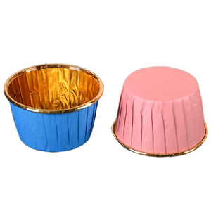 Wholesaler Rolled Rim Muffin Wrapper Cupcake Liners Gold Aluminum Disposable Ramekins Square Cupcake Containers