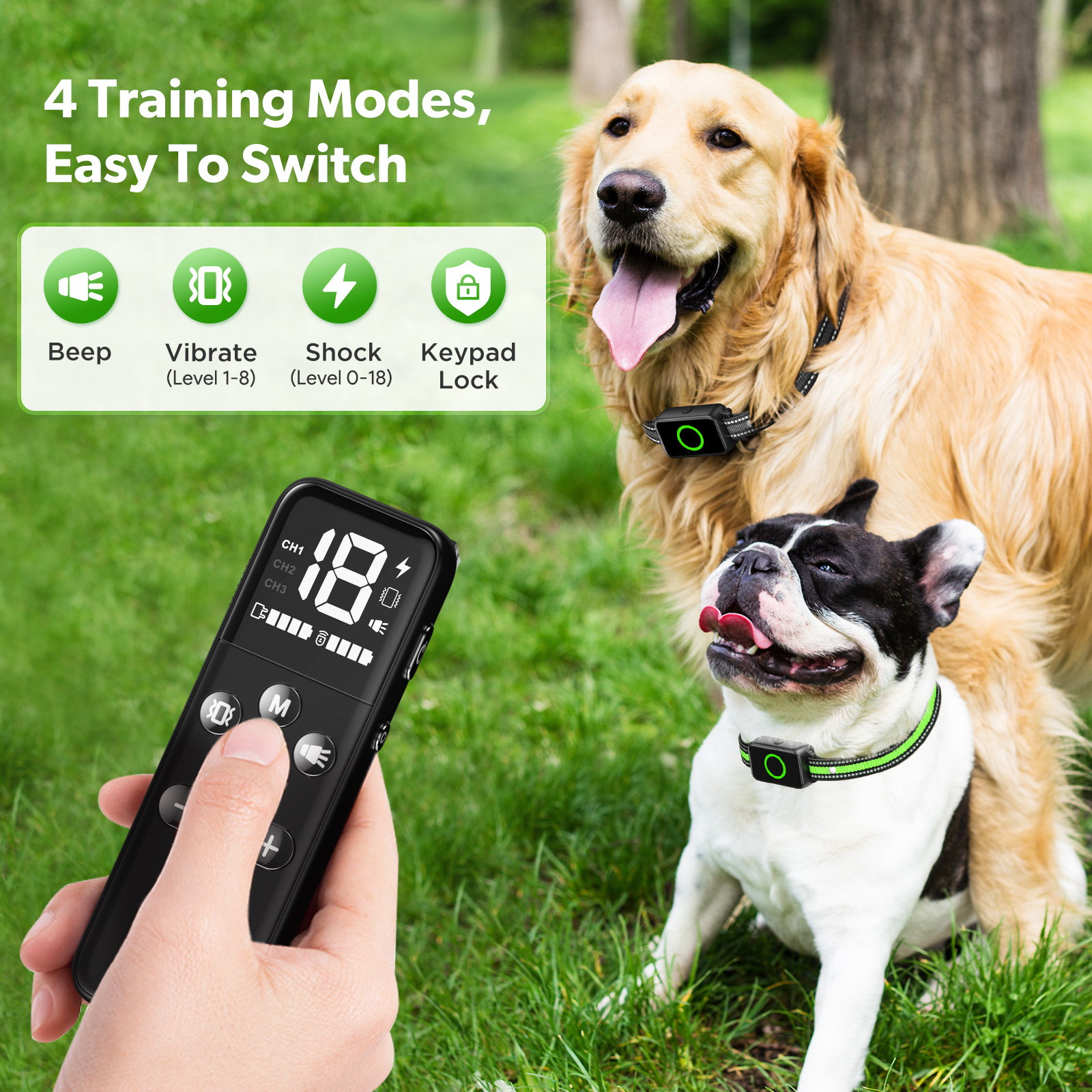 4in1 2 Dogs 2600Ft Dog Shocker Waterproof Dog Training Collar with Remote 2 Pack with Beep Vibration Humane Shock