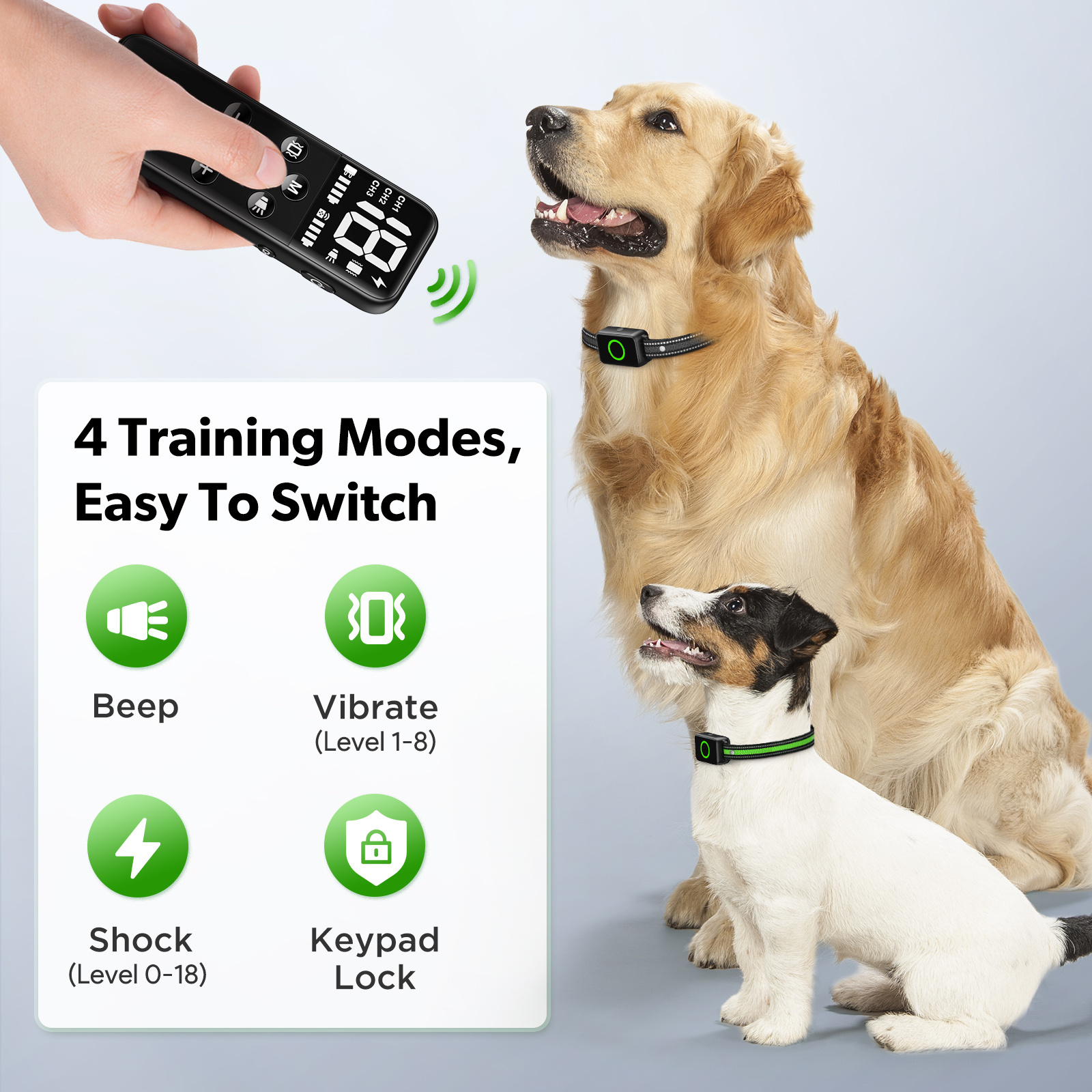 4in1 2 Dogs 2600Ft Dog Shocker Waterproof Dog Training Collar with Remote 2 Pack with Beep Vibration Humane Shock